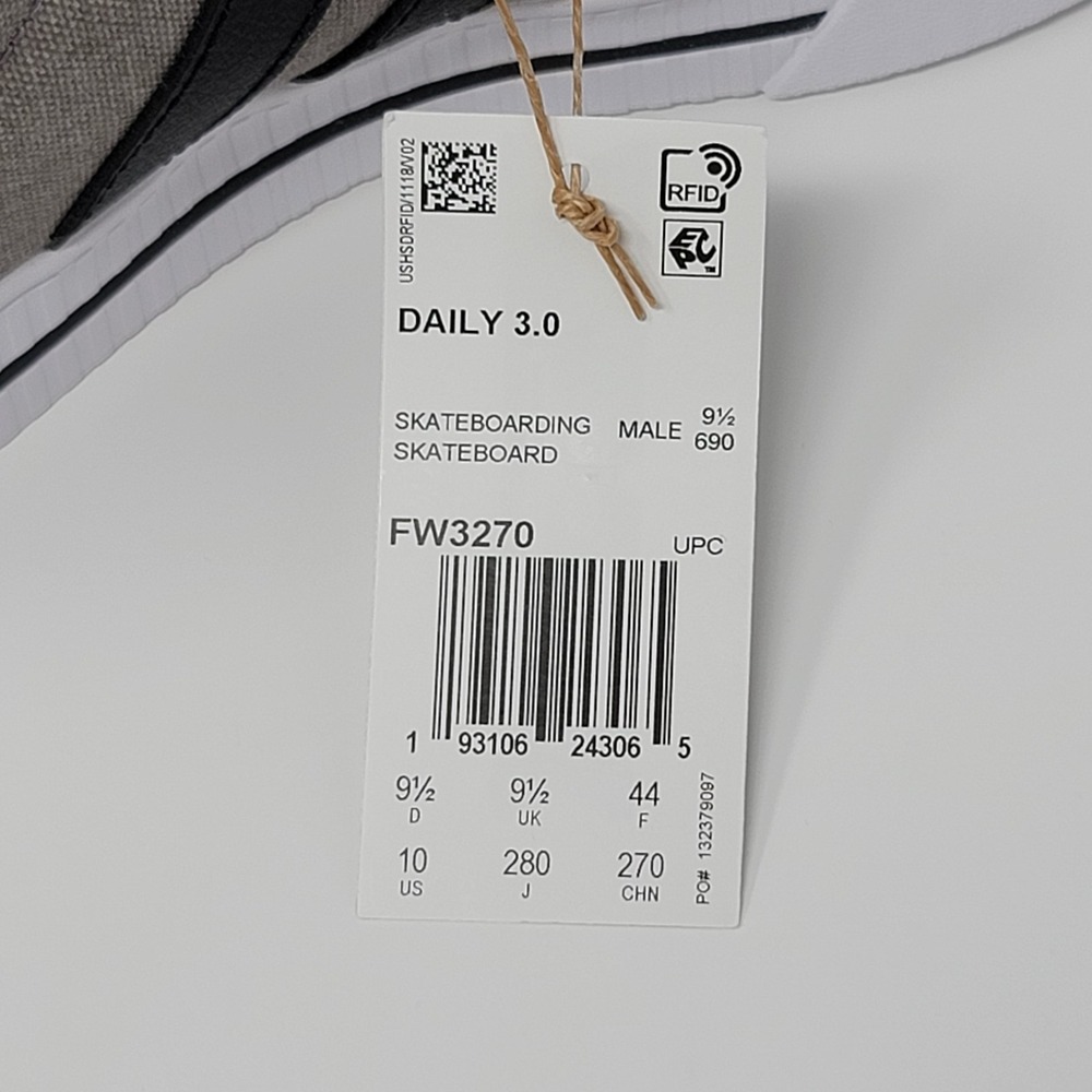 Adidas Daily 3.0 FW3270 Casual Shoes Men's Size 10 Skateboarding Dove Gray Black - Picture 8 of 8